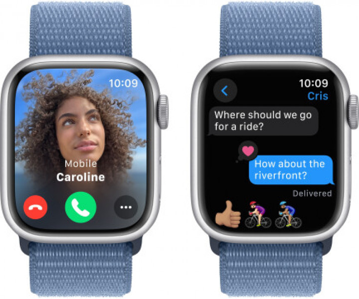Apple Watch Series 9 GPS 41mm Silver Aluminum Case Winter Blue Sport Band (MR923)
